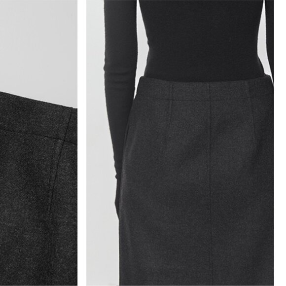 CHICJOC High-End 100% Wool Midi Wrap Skirt w/ Silk Waistband – Size 38 in grey - Picture 12 of 12